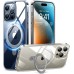 TORRAS Magnetic Ostand for iPhone 14 Pro Max Case [Military Grade Drop Tested & Compatible with MagSafe & Built in Kickstand] Translucent Slim Back Slim Protective Anti-Fingerprint, Clear