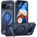 TORRAS Magnetic & Stand for Google Pixel 9 Pro XL Case, Fit for MagSafe, 12FT Mil-Grade Drop Protection, Slim Fit for Google Pixel 9 Pro XL Phone Case with Built-in Kickstand, Translucent Matte Black