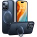 TORRAS Magnetic Ostand for iPhone 15 Pro Max Case, [Military Grade Drop Tested][Compatible with MagSafe][Built in Kickstand] Translucent Slim Back Soft Edge 6.7 inch 2023, Frost Black