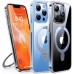 TORRAS Magnetic Ostand for iPhone 13 Pro Case 6.1 inch, [Compatible with MagSafe][Built in Kickstand] Clear Slim Hard Back Soft Edge Anti-Fingerprint Case for 13 Pro 2021, Clear