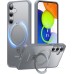 TORRAS Magnetic Ostand for Samsung Galaxy S24 Case [Compatible with MagSafe] [Military Grade Drop Tested] [Ring Holder] [Build in Kickstand] Matte Translucent Slim Back Soft Edge with Stand, Gray