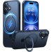 TORRAS Magnetic for iPhone 16 Case with Stand, Built-in Stand Compatible with MagSafe, 3X Military-Grade Protection, Translucent Slim Phone Case for iPhone 16 6.1'', Matte Black